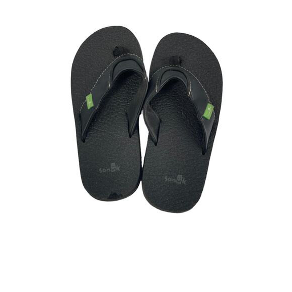 Sanuk Boys Black Flip Flop Slip-On Thong Sandals Youth - Picture 1 of 5